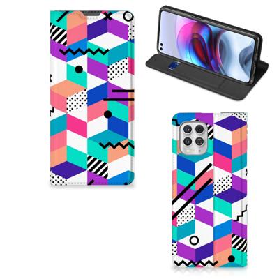 Motorola Moto G100 Stand Case Blokken Kleurrijk