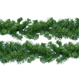 Dennenslingers/dennen guirlandes - 2x - groen - 270 x 9,5 cm - PVC - 180 tips