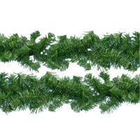 Dennenslingers/dennen guirlandes - 2x - groen - 270 x 9,5 cm - PVC - 180 tips - thumbnail