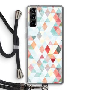 Gekleurde driehoekjes pastel: Samsung Galaxy S21 Plus Transparant Hoesje met koord