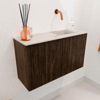 Toiletmeubel Mondiaz Joya Dlux | 70 cm | Meubelkleur Walnut | Faye wastafel Nata Wasbak Rechts | Zonder kraangat(en)