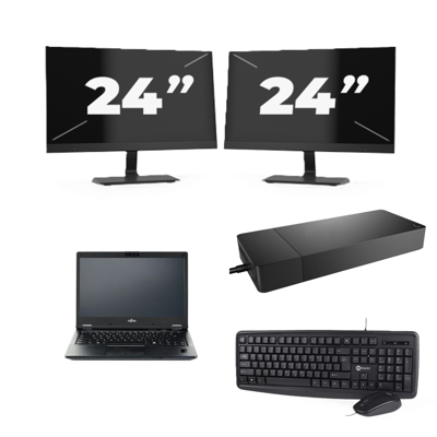 Fujitsu LIFEBOOK E5410 - Intel Core i5-10e Generatie - 14 inch - 8GB RAM - 256GB SSD - Windows 11 Home + 2x 24 inch Monitor