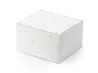Geschenkdoosjes wit met gouden hartjes (10st)