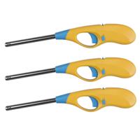 Flame Classics - 3x - BBQ/keuken aansteker lange steel - licht oranje - 26 cm