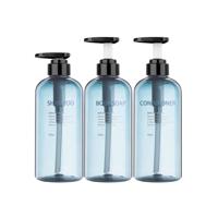 Set van 3 Navulbare Fles met Pomp – Petrol Blauw – 500ml – Voor Shampoo, conditioner en Bodywash - thumbnail
