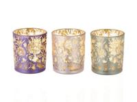 HBX Natural Living Theelichthouder met bloemenprint h8,2cm