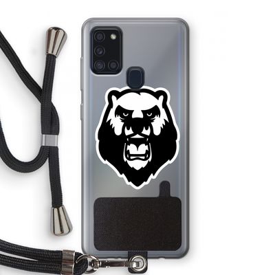 Angry Bear (white): Samsung Galaxy A21s Transparant Hoesje met koord