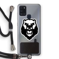 Angry Bear (white): Samsung Galaxy A21s Transparant Hoesje met koord