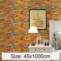 Gekleurde steen creatieve 3D stenen baksteen decoratie behang Stickers slaapkamer woonkamer muur waterdicht Wallpaper Roll grootte: 45 * 1000cm