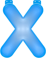 Blauwe letter X opblaasbaar