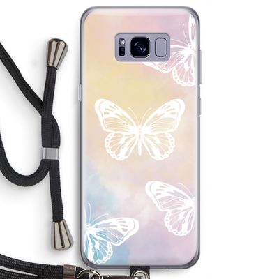 White butterfly: Samsung Galaxy S8 Transparant Hoesje met koord
