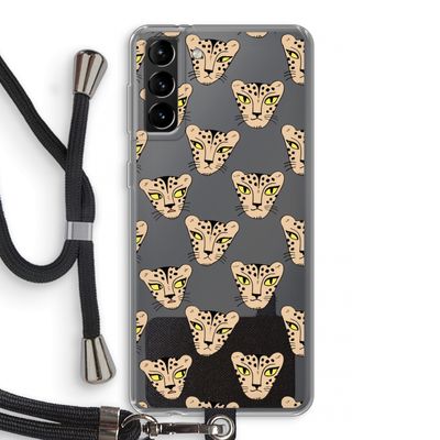 Tijger: Samsung Galaxy S21 Plus Transparant Hoesje met koord