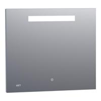 Brauer Quartz Spiegel - Rechthoekig - 80 cm - met Directe LED-Verlichting - Dimbaar - met Touchbediening - met Klok