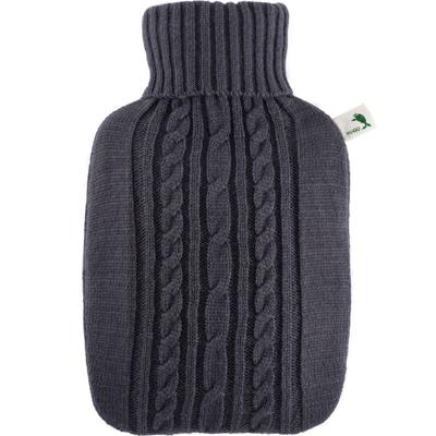 Luxe warmwater kruik - gebreide hoes - donkergrijs - 1800 ml - Kruikenzak