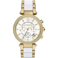 Michael Kors Parker witte wijzerplaat roestvrij staal met acetaat dameshorloge MK6119