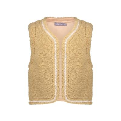 Geisha winter gilet meisjes - zand - zigzag, teddy borduursel
