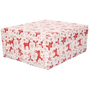 1x Rollen inpakpapier/cadeaupapier Kerst print wit/rood 2,5 x 0,7 meter 70 grams luxe kwaliteit   -