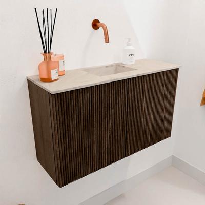 Toiletmeubel Mondiaz Joya Dlux | 70 cm | Meubelkleur Walnut | Faye wastafel Frappe Wasbak Midden | Zonder kraangat(en)