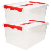 2x Opberg boxen/opbergdozen 15 liter 40 x 30 x 18 cm kunststof