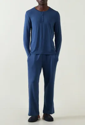 Calvin Klein katoenen pyjama heren luxe - Blauw Basic