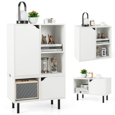 Stapelbare Boekenkast Combinatie Opbergmeubel met Plank Moderne Opbergmeubel voor Woonkamer Slaapkamer Kantoor Wit