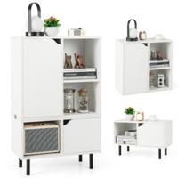 Stapelbare Boekenkast Combinatie Opbergmeubel met Plank Moderne Opbergmeubel voor Woonkamer Slaapkamer Kantoor Wit