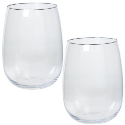Vaas Julia - 3x - wijd uitlopende hals - transparant - glas - 27 x 40 cm - Bloemenvazen