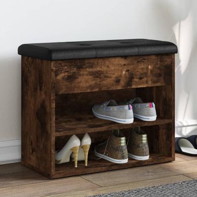 Schoenenbankje 62x32x50 cm bewerkt hout gerookt eikenkleurig