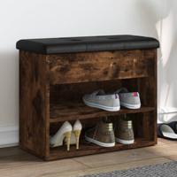 Schoenenbankje 62x32x50 cm bewerkt hout gerookt eikenkleurig