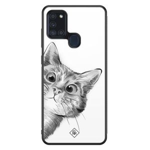 Samsung Galaxy A21s glazen hardcase - Peekaboo