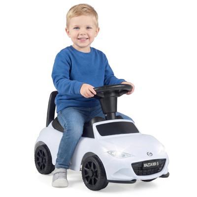Kinderglijauto Glijauto met Voetsteunen en Opbergruimte Onder de Zitting Kinderauto met Kantelbeveiliging en Wieltjes voor Peuters van 12-36 Maanden-Wit