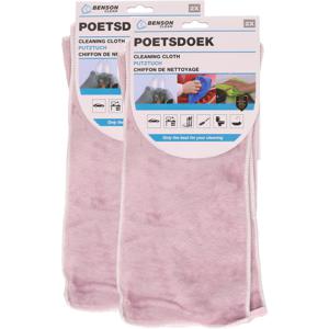 Poetsdoeken - set 4x - extra zacht - microvezel - 2 formaten - roze