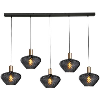 Masterlight 5-lichts hanglamp - goud -Porto met Blossom clear glazen - 2711-05-02-130-5-8