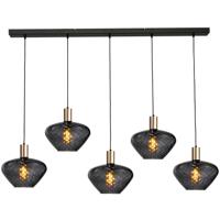 Masterlight 5-lichts hanglamp - goud -Porto met Blossom clear glazen - 2711-05-02-130-5-8