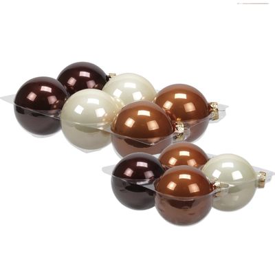 20x stuks glazen kerstballen natuurtinten (opal natural) 8 en 10 cm mat/glans