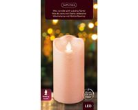 LED waving kaars d7.5h15 cm roze/wwt kerst - Lumineo - thumbnail