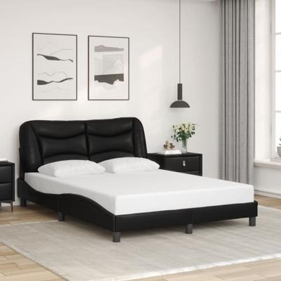 Bedframe met hoofdbord kunstleer zwart 140x200 cm