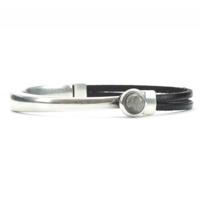 Qoss Zwarte Armband Eva Grijze Bol - Maat S