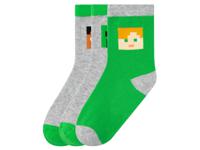 Minecraft 3 paar kinder sokken (35/38, Groen/grijs)
