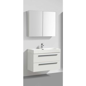 Badkamermeubelset Sanimar Barcelona 80 cm Inclusief Spiegelkast Wit