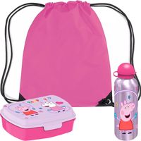 Peppa Pig lunchbox set voor kinderen - 3-delig - fuchsia - incl gymtas/schooltas