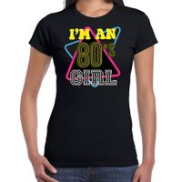 Disco verkleed t-shirt voor dames - jaren 80/80's girl - zwart - carnaval/foute party