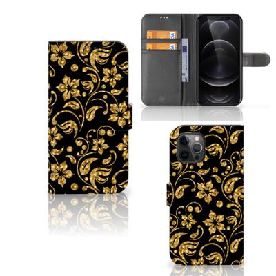 Apple iPhone 12 Pro Max Hoesje Gouden Bloemen Apple iPhone 12 Pro Max Hoesje Gouden Bloemen