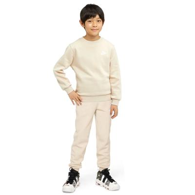Nike Sportswear Club Fleece Crew Trainingspak Kids Lichtbeige Wit Nike Sportswear Club Fleece Crew Trainingspak Kids Lichtbeige Wit