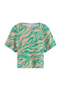 Studio Anneloes Moreen Tiger Top 09988 T-shirt Korte Mouw 7316 Smaragd/clay