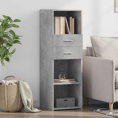 Hoge kast 40x42,5x124 cm bewerkt hout betongrijs