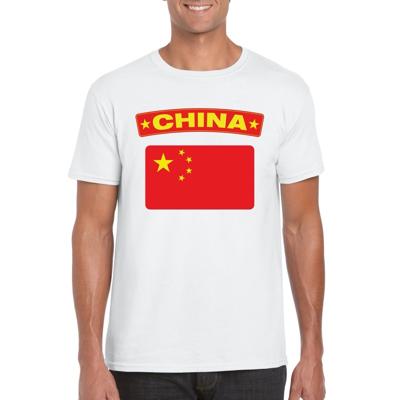 China supporters t-shirt - met vlag print - wit - voor heren - landen - kleding