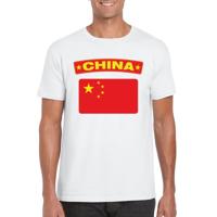 China supporters t-shirt - met vlag print - wit - voor heren - landen - kleding