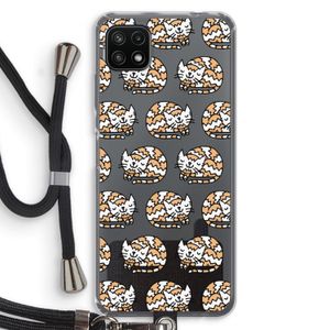 Slapende poes: Samsung Galaxy A22 5G Transparant Hoesje met koord