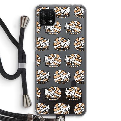Slapende poes: Samsung Galaxy A22 5G Transparant Hoesje met koord